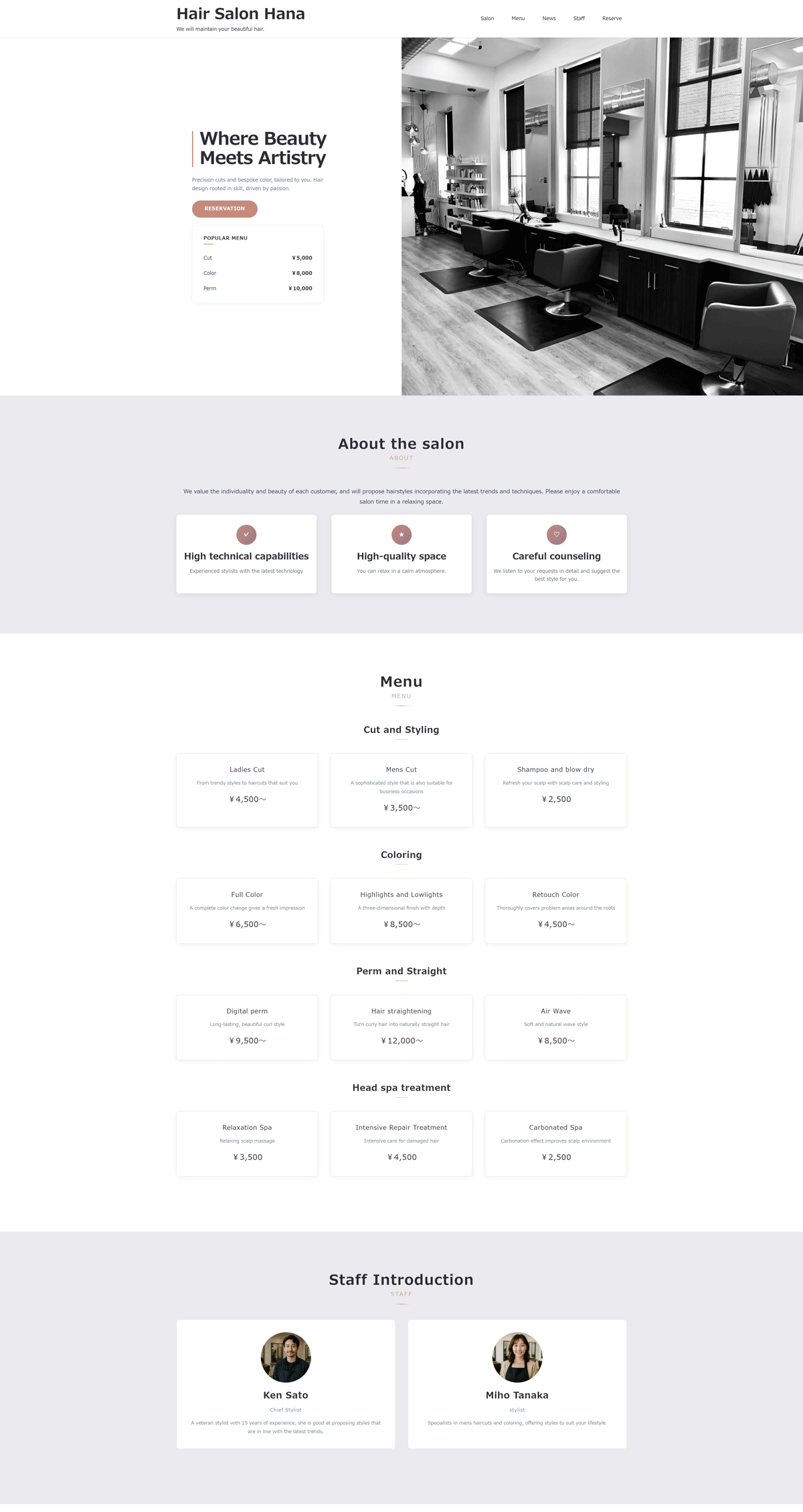 Enyoi theme demo — hero section and menu section